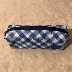 NWOT Bath & Body Works Blue Gingham Cosmetic Bag/ Pencil Case